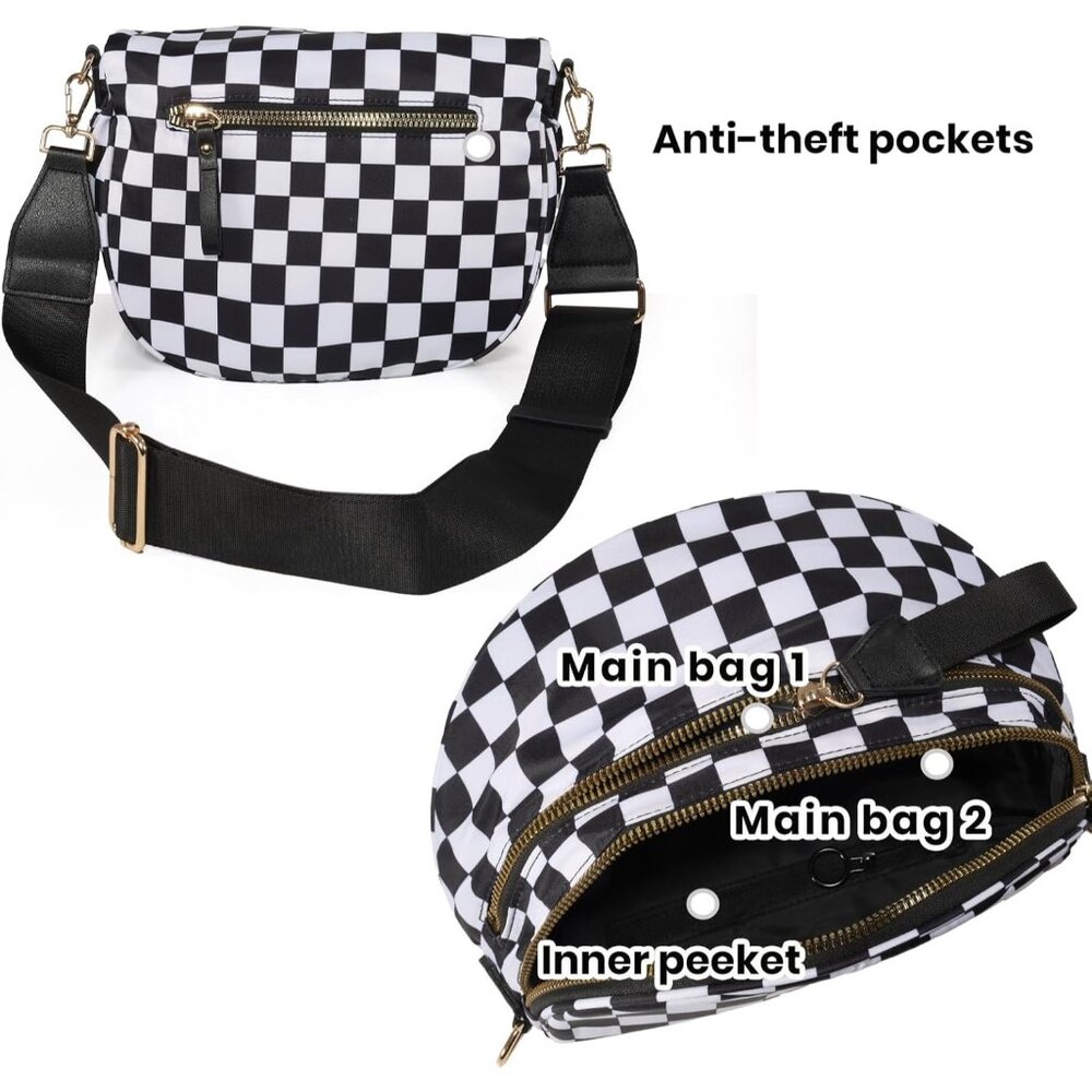 Versatile Checkered Sling Bag - Adjustable, Water… - image 5